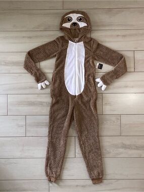 Celebrate Halloween Sloth Union Suit Adult XS (0-2) Plush Hooded Pajama Costume